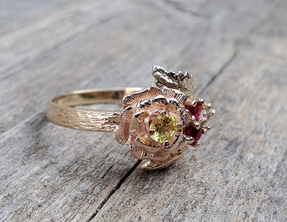 10K Rose Multi Gemstone Ring - image 2