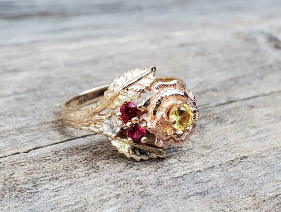 10K Rose Multi Gemstone Ring - image 3