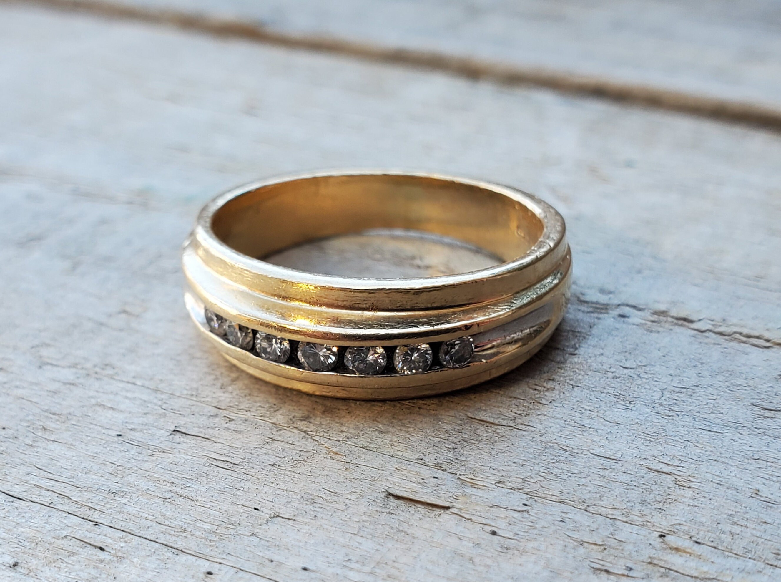 Vintage 14K Men's Diamond Wedding Band | Etsy Vintage 14K Men's Diamond Wedding Band | Etsy
