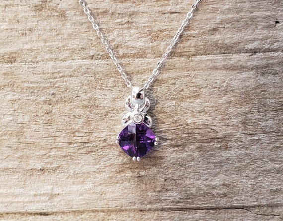 14K Amethyst Diamond Necklace - image 1