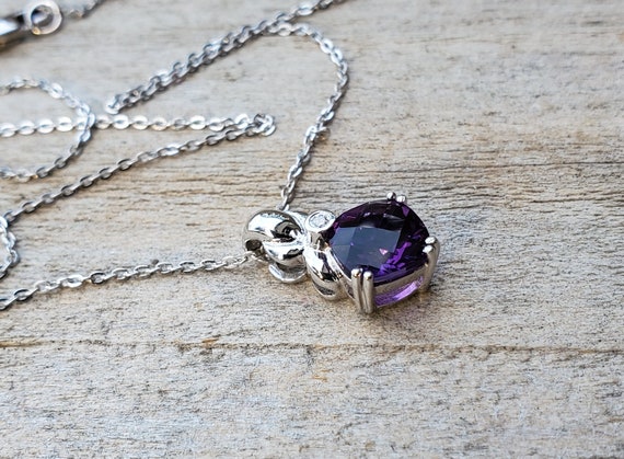 14K Amethyst Diamond Necklace - image 3