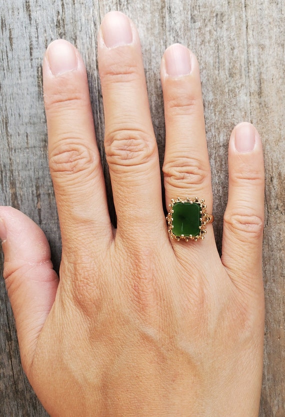Vintage 10K Jade Ring - image 8