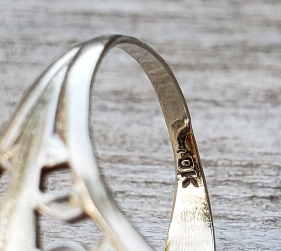 10K Art Deco Filigree Citrine White Gold Ring Siz… - image 4