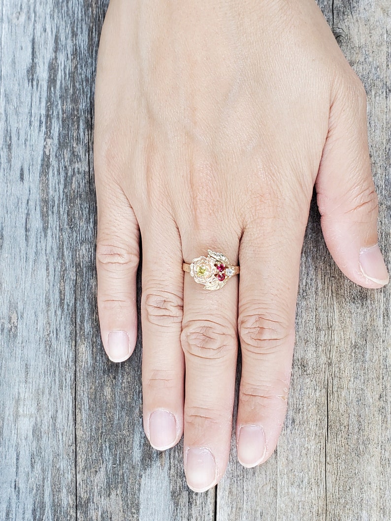 10K Rose Multi Gemstone Ring image 8