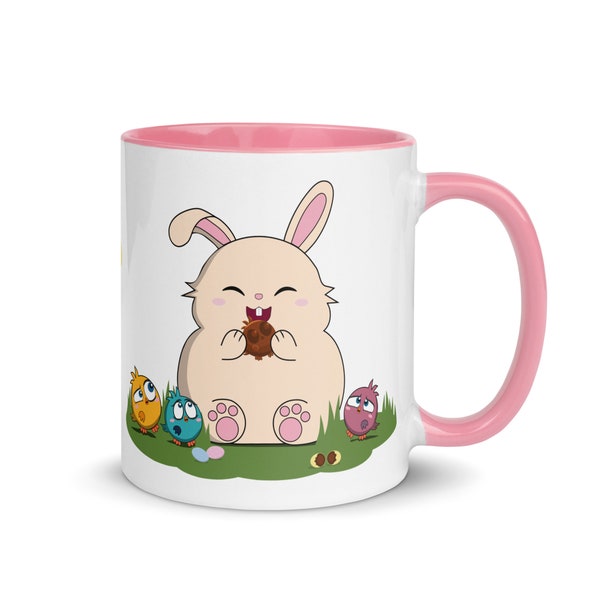 Funny easter bunny mug, cute spring mug, kawaii bunny, easter gift