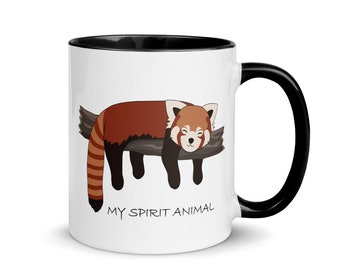 Taza de cerámica de panda rojo - El más vendido - Ilustración de animalito adorable - Taza de café/té - Ideal para Navidad, Black Friday