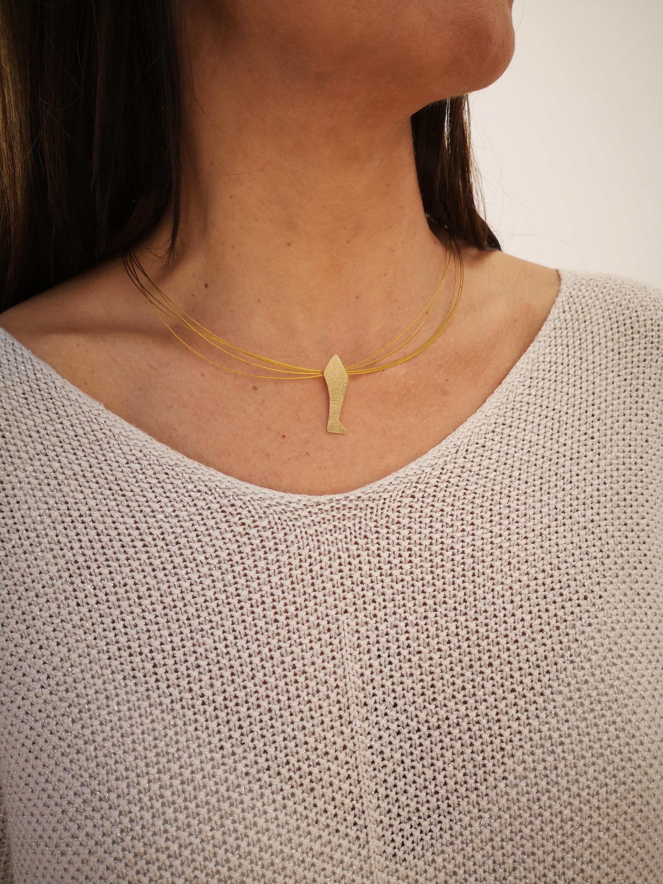 Pendentif Collier Vintage Élégant - Plaqué Or Avec Perle Rouge - Modèle 5021 - Très Bon État