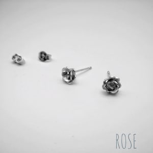 Earring rose flower, earring elegant gift, earring minimalist rose, jewel gift, lovely gift, Sant Jordi rose, Sterling Silver or Rhodium E15