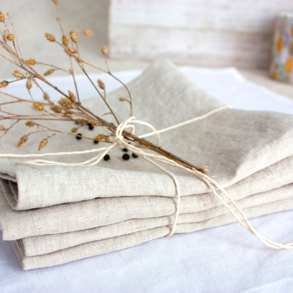 Ensemble de serviette en lin - serviettes de mariage en lin lavé - décoration de table de mariage - ensemble de salle à manger - table de cuisine - serviette naturelle - serviettes en lin