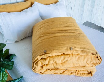 Yellow Linen Duvet Cover - Queen Duvet Cover - King Duvet Cover - Twin Duvet Cover - Linen Bedding - Linen Bedding Set - Linen Duvet Set