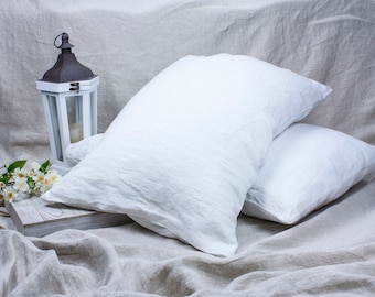 Linen Pillowcase with Decorative Seam Side Envelope Closure  - Linen Pillowcases - Bedding Cover - Linen Pillow Cover - Linen Pillow shams