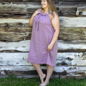 Linen Nightgown XS to 5XL- Linen Night Gown- Linen Slip Dress - Linen Nightie - Plus Size Linen - Women Sleepwear - Loungewear - Linen Dress image 5