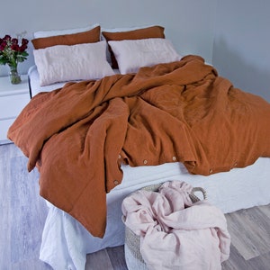 Linen Duvet Cover Tobacco Queen Queen Duvet Cover Duvet Cover Burnt Orange Bed Linen Bedding Linen Bedding Set Linen Duvet Set image 8