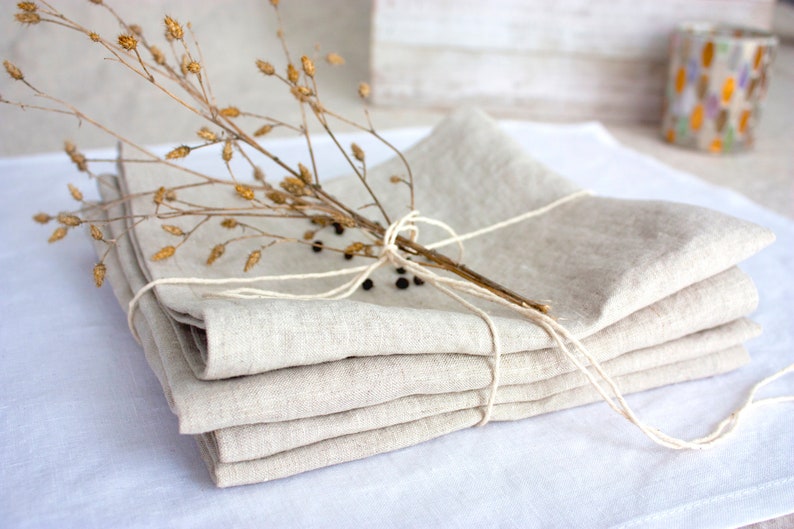 Linen Napkin Set Washed Linen Wedding Napkins Wedding Table Decor Dining Room Set Kitchen Table Natural Napkin Linen Napkins image 1