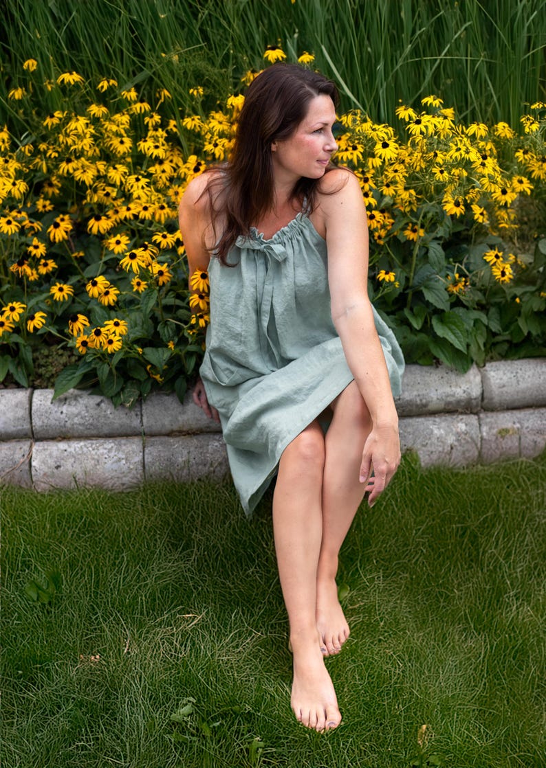 Linen Nightgown XS to 5XL- Linen Night Gown- Linen Slip Dress - Linen Nightie - Plus Size Linen - Women Sleepwear - Loungewear - Linen Dress image 6