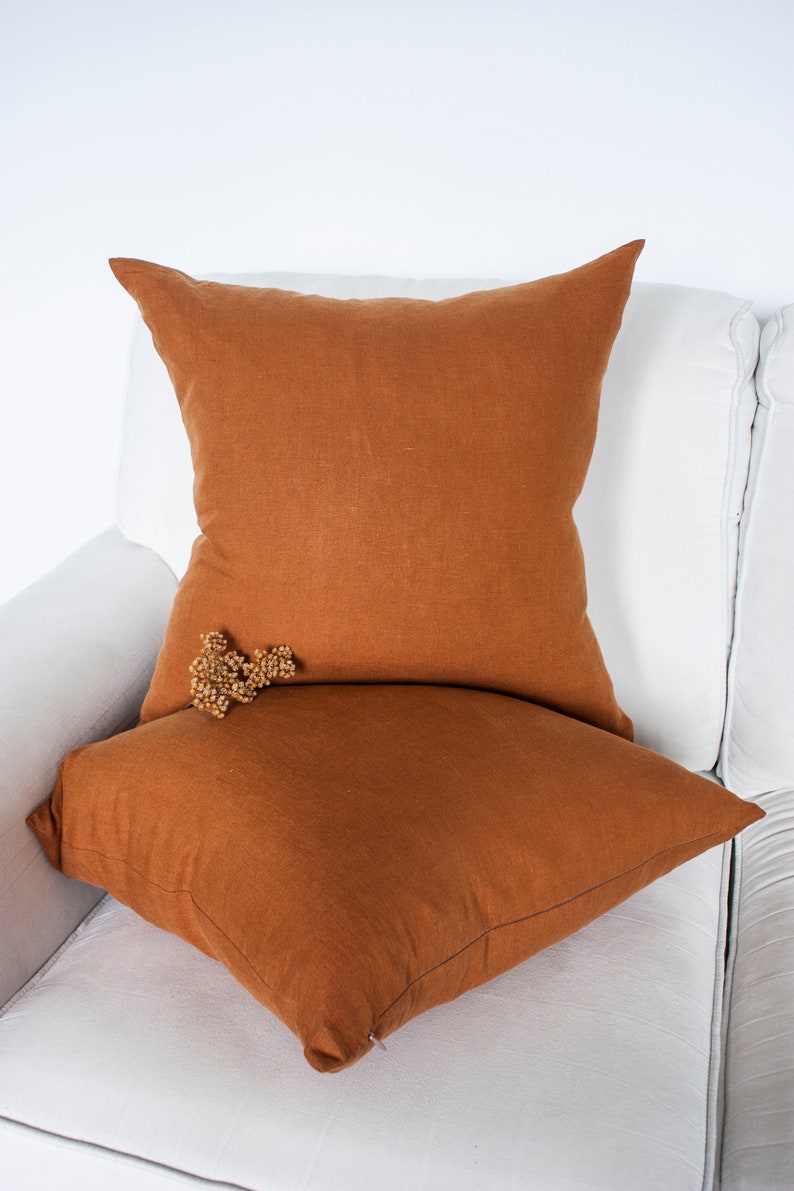 Linen Cushion Cover With Zipper Decorative Cushion Cover Etsy Canada