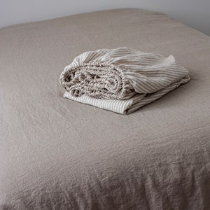 Striped Linen Fitted Sheet - Linen Bedding - Linen Sheet - Queen Fitted Sheet - Fitted Sheet - Linen Sheets - Sheet - Linen Fitted Sheet image 6
