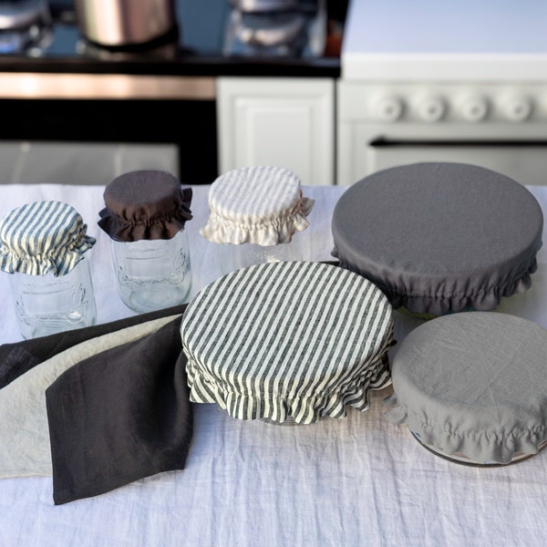 Linen Sourdough Rising Cover - Reusable Cloth Bowl  - Sourdough Proofing Cover - Linen Bread Proofing Cover - Food Container Bowl Jar Cover