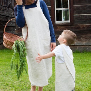 Japanese Cross Back Apron S to 4 XL- Linen Apron - Unisex Washed