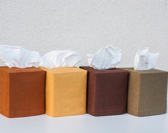 Set of Linen Square Tissue Box Cover. Linen Fabric Tissue Box Cover. Linen Tissue Box Cover Set. Decorative Tissue Box. Minimalist Items