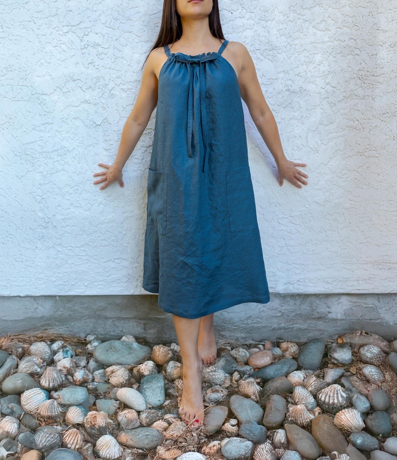Linen Nightgown XS to 5XL- Linen Night Gown- Linen Slip Dress - Linen Nightie - Plus Size Linen - Women Sleepwear - Loungewear - Linen Dress image 11