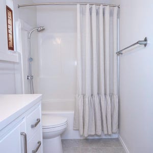 Ruffled Linen Shower Curtain - Ruffled Shower Panel - Linen Shower Drape - Bath Curtain - Custom Bathroom Curtain - Custom Sized Curtain