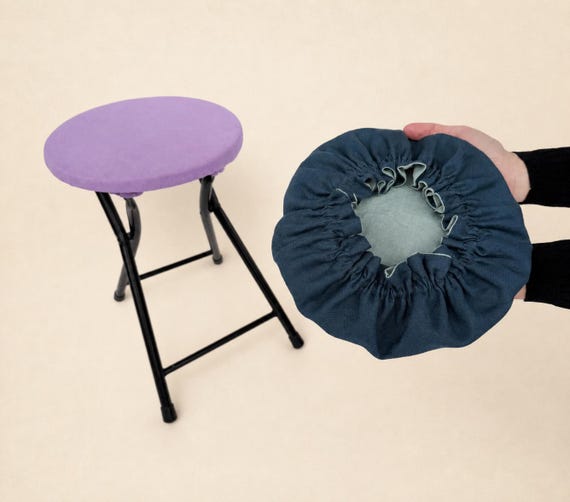 Stool Cover - Linen Reversible Stool Cover - Farmhouse Stool Covers - Dining Room Stool Cover - Round Stool Covers - Chair Protector