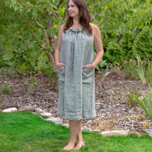 Linen Nightgown XS to 5XL- Linen Night Gown- Linen Slip Dress - Linen Nightie - Plus Size Linen - Women Sleepwear - Loungewear - Linen Dress image 4