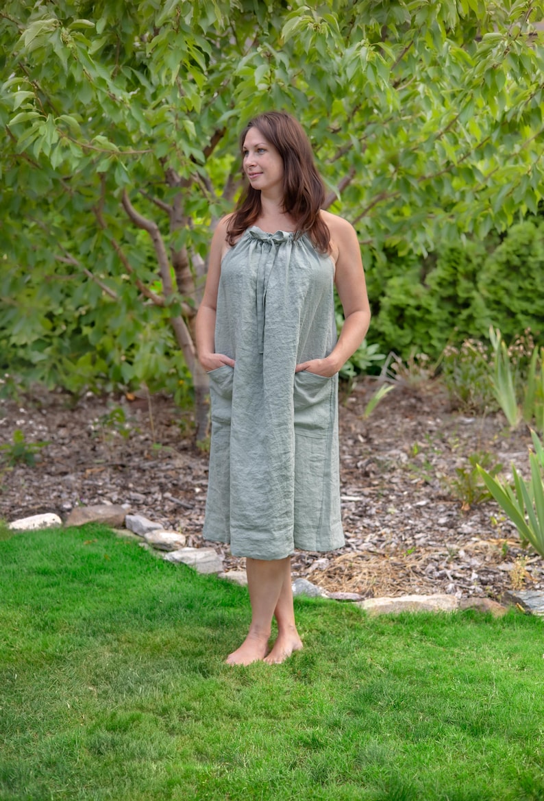 Linen Nightgown XS to 5XL- Linen Night Gown- Linen Slip Dress - Linen Nightie - Plus Size Linen - Women Sleepwear - Loungewear - Linen Dress image 4