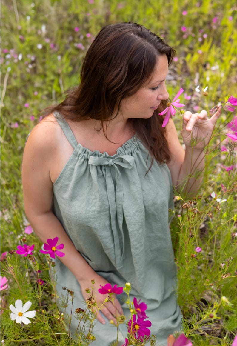 Linen Nightgown XS to 5XL- Linen Night Gown- Linen Slip Dress - Linen Nightie - Plus Size Linen - Women Sleepwear - Loungewear - Linen Dress image 12