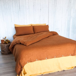 Linen Duvet Cover Tobacco Queen Queen Duvet Cover Duvet Cover Burnt Orange Bed Linen Bedding Linen Bedding Set Linen Duvet Set image 9