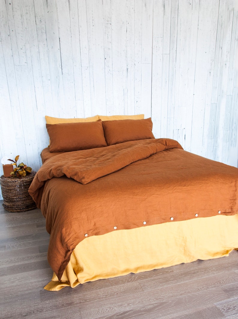 Linen Duvet Cover Tobacco Queen Queen Duvet Cover Duvet Cover Burnt Orange Bed Linen Bedding Linen Bedding Set Linen Duvet Set image 9