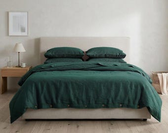Linen Duvet Cover - Dark Green Queen Duvet Cover - King Duvet Cover - Twin Duvet Cover - Linen Bedding - Linen Bedding Set - Linen Duvet Set