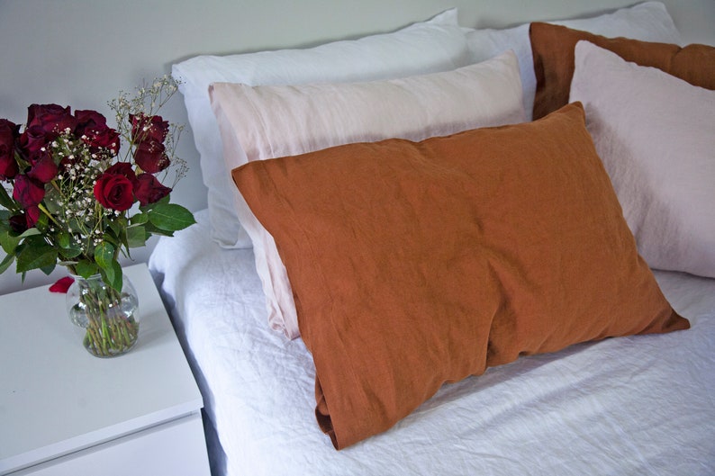 Linen Duvet Cover Tobacco Queen Queen Duvet Cover Duvet Cover Burnt Orange Bed Linen Bedding Linen Bedding Set Linen Duvet Set image 7