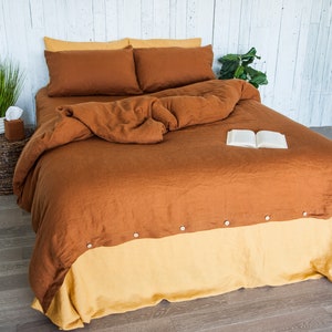 Linen Duvet Cover Tobacco Queen Queen Duvet Cover Duvet Cover Burnt Orange Bed Linen Bedding Linen Bedding Set Linen Duvet Set image 4