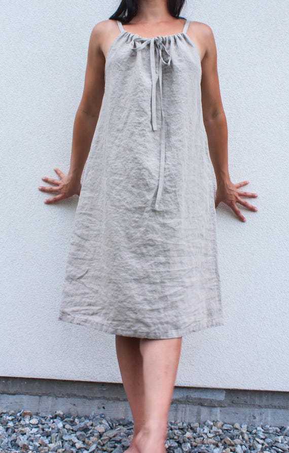 Linen Nightgown XS to 5XL- Linen Night Gown- Linen Slip Dress - Linen Nightie - Plus Size Linen - Women Sleepwear - Loungewear - Linen Dress