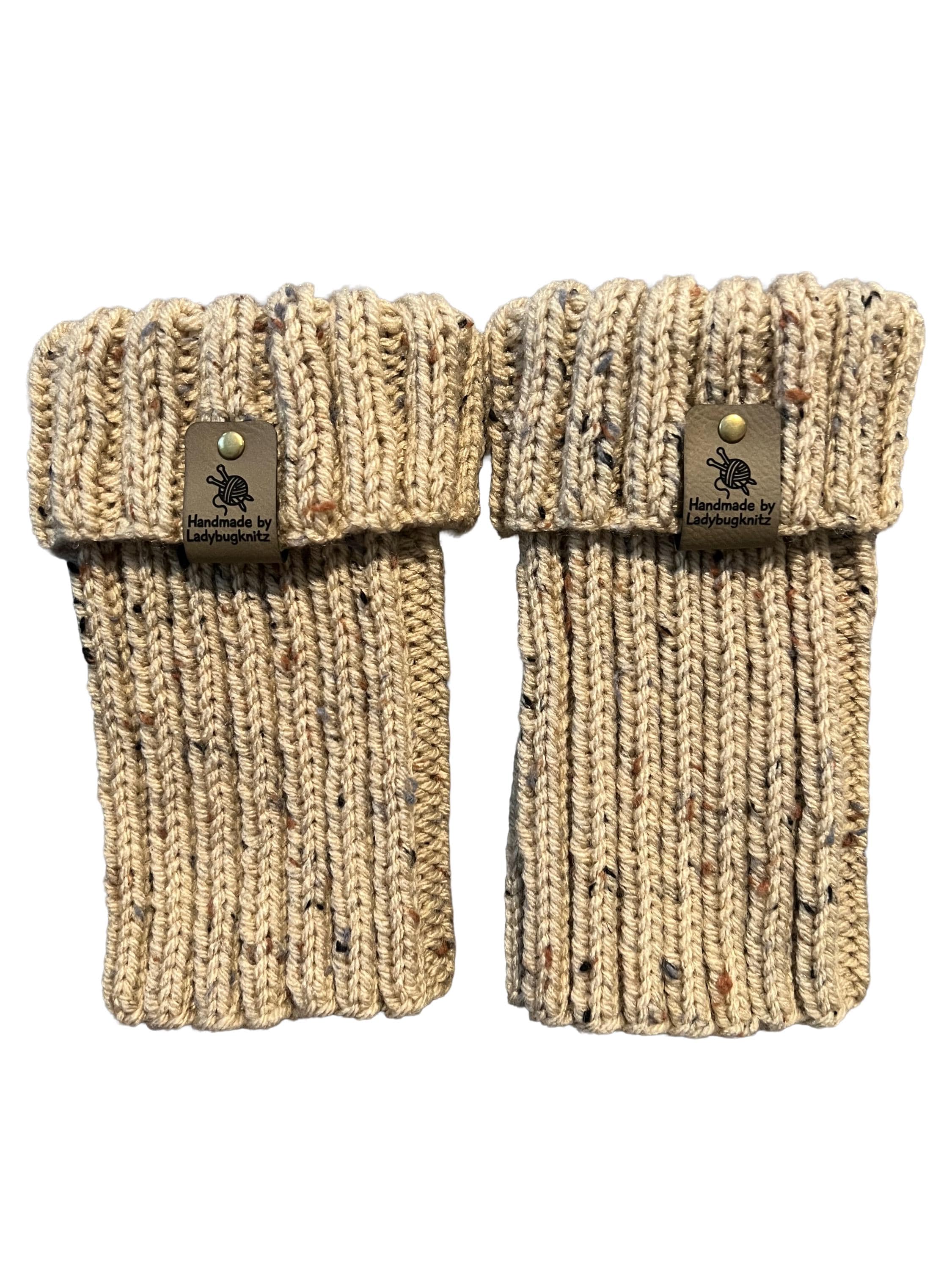 Hand Knit Boot Cuffs – Buff Fleck Ribbed Toppers, Cozy Winter Leg ...