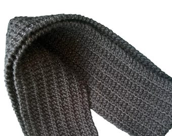 Hand Knit Black Metallic Scarf: Acrylic Blend, Gall Winter Scarf