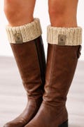 Hand Knit Boot Cuffs – Buff Fleck Ribbed Toppers, Cozy Winter Leg Warmers