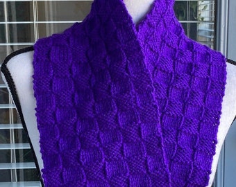 Handmade Purple Knit Scarf and Hat Set