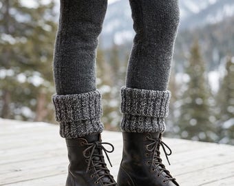 Hand Knit Boot Cuffs – Nocturnal Ribbed Leg Warmers – Winter Fashion Accessories