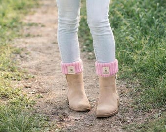 Pink Ribbed Knit Boot Cuffs – Cozy Leg Warmers, Spring Fashion Accessory
