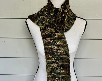 Camouflage Knit Scarf: Handmade Fall Winter Wear
