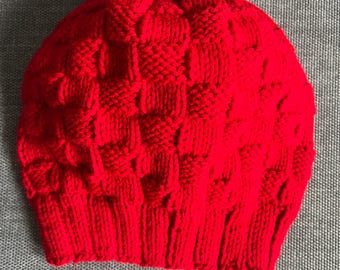 Cherry Red Hand Knit Bundle Set, Scarf, Hat & Boot Cuffs