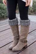 Hand Knit Boot Cuffs – Black Marble Ribbed Toppers