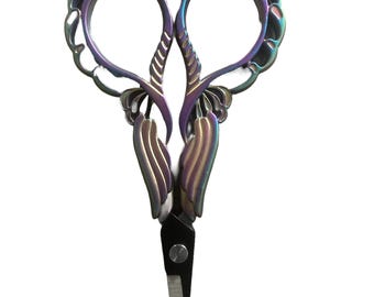 Iridescent Rainbow Scissors: Embroidery, Sewing, Sharp Detail Shears for Craft Knitting Crochet Cross Stitch