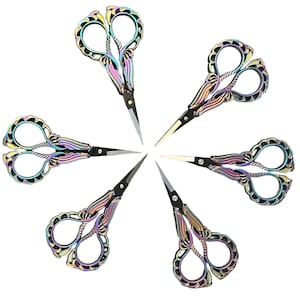 Iridescent Rainbow Scissors:  Sharp Detail Shears for Crafts, Knitting, Crochet, Cross Stitch, Embroidery, Sewing
