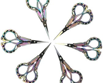 Crafter’s Iridescent Rainbow Scissors:  Sharp Detail Shears for Crafts, Knitting, Crochet, Cross Stitch, Embroidery, Sewing