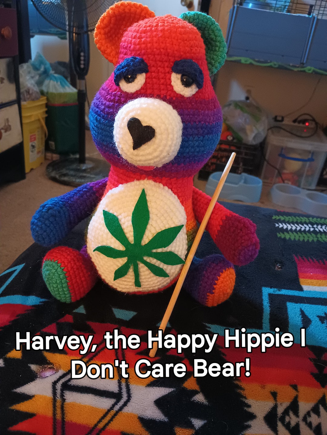 Harvey, the Happy Hippie I Don't Care Bear - Etsy