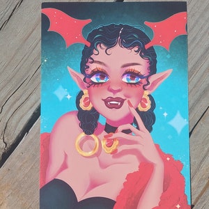 Glam Vampire Succubus ~ 4x6 ART PRINT - Sexy Halloween OC